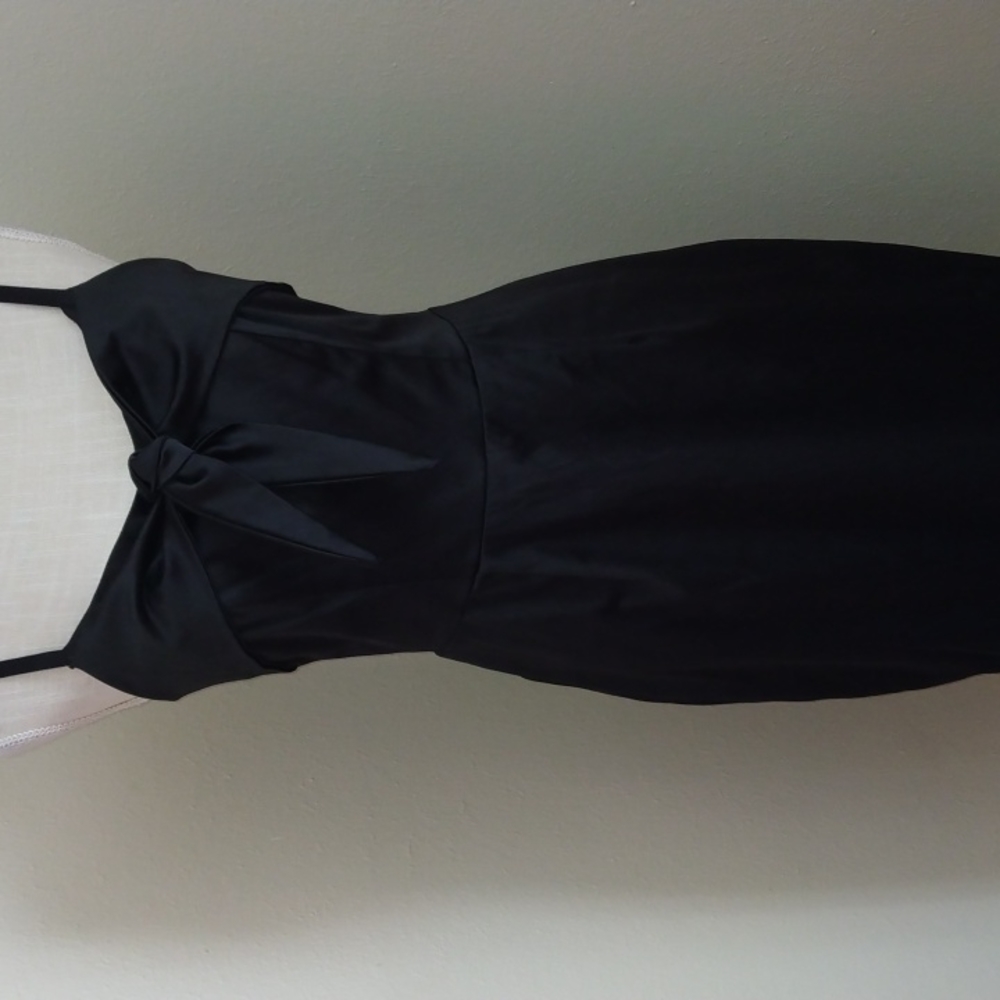 Lucky Thirteen Black Satin Pencil Dress large